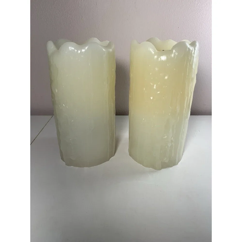 Candle Impressions Flameless Candles Dripping Wax Timer Set Of Two Ivory READ